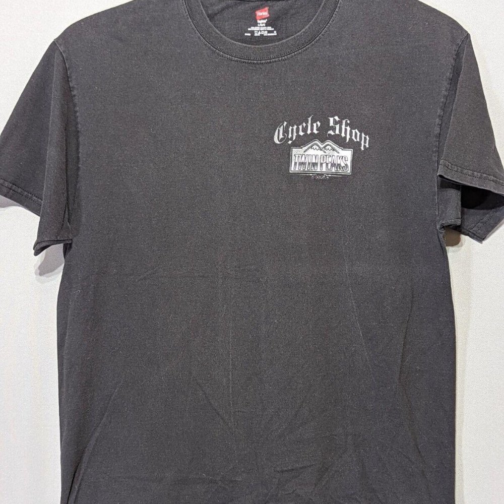 Twin Peaks Cycle Shop Breastaurant Pin-up  Biker Graphic T-shirt Black Sz Large